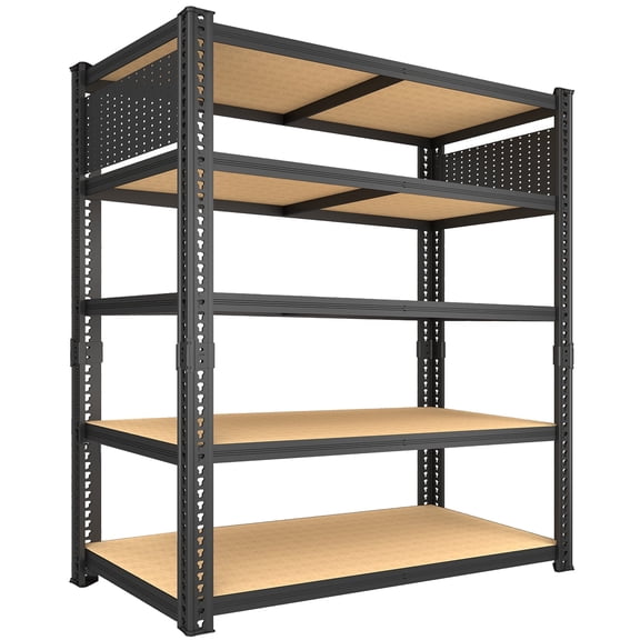 ZEUKMXOO 78" H Garage Shelving Unit , Heavy Duty Adjustable Storage Shelves with Integrated Dual-side Pegboards , 5 Tier Industrial Garage Shelves for Basement, Warehouse, Kitchen, Pantry