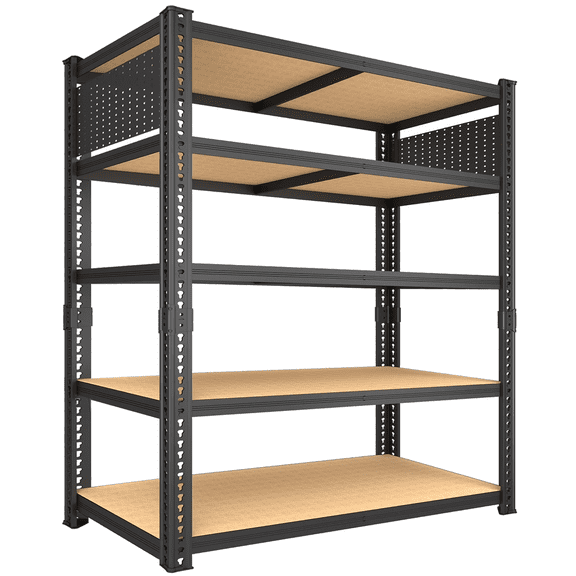 ZEUKMXOO 78"H Heavy Duty Storage Shelves, 5-Tier Adjustable Garage Shelving Unit with Dual-Sided Pegboard, Industrial Metal Rack for Warehouse, Basement, Kitchen & Pantry Organization