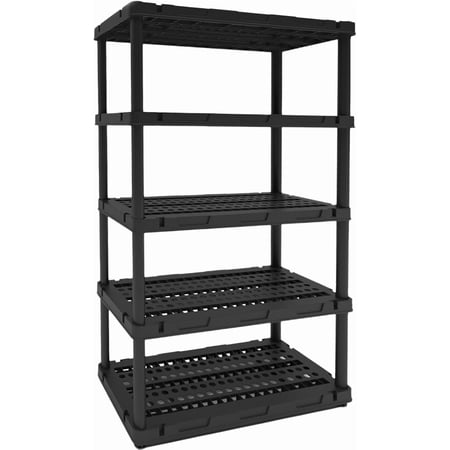 ZEUKMXOO Plastic Storage Shelves, 5-Tier Shelving Unit, Heavy Duty Storage Rack, 72.44''H, Plastic Shelf Rack, Adjustable Utility Shelf for Basement, Kitchen, Bathroom, Garage, Waterproof
