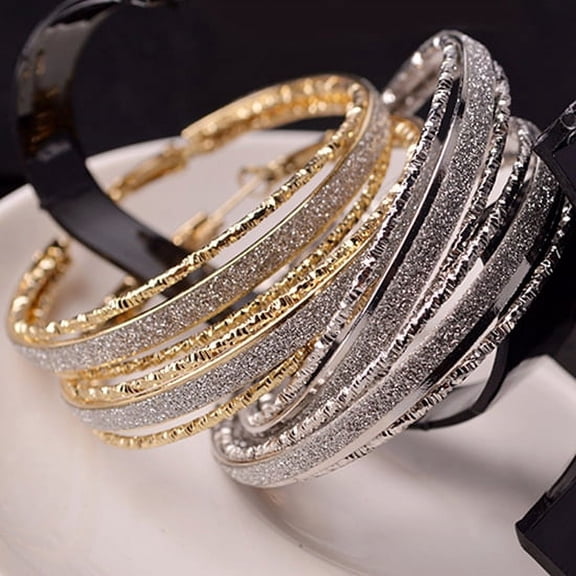 ZEUS Women's Vintage Alloy Dull Polish Drop Ear Round Big Circle Hoop Earrings Jewelry