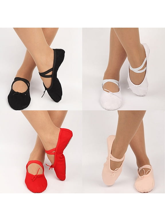 D Kid Adult Canvas Soft Ballet Dance Shoes Pointe Dancing Gymnastics Slippers
