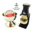 thumbnail image 1 of ZEVA SHAVING BRUSH WITH DRIP STAND SOAP BOWL COMPLETE GIFT SET FOR MEN, 1 of 3