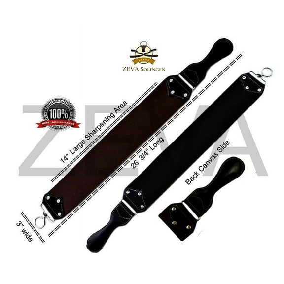ZEVA WIDE RAW COWHIDE LEATHER SHARPENING STROP/STRAP FOR STRAIGHT EDGE RAZOR W3
