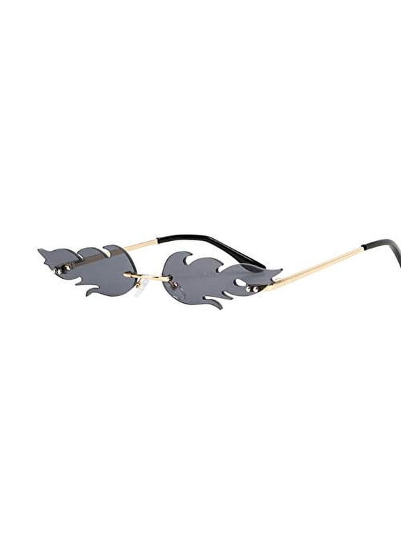ZEVEDO - Rimless Wave Sunfor glasses UV 400 Eyewear Streetwear Fire Flame Sunfor glasses Trending Narrow Car Driving Glasses
