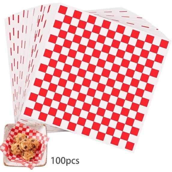 ZEVINO - Waxed Deli Paper Sheets, 100 Pack 7 x 7 Inch Food Basket ...