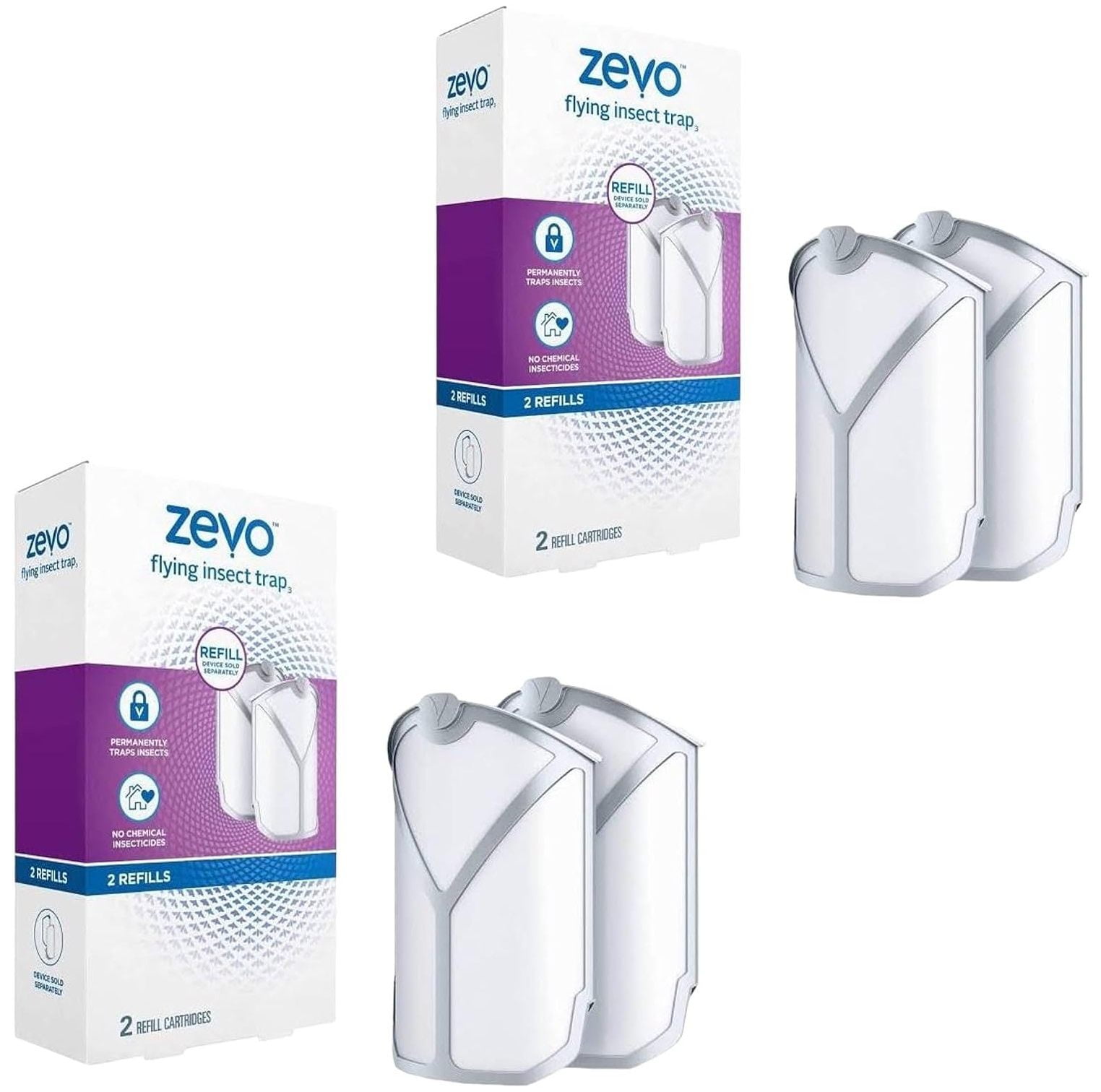 ZEVO Refills 02 Cartridges | Device Sold Separately, White, ZEVO Flying  Insect Trap Refill Fly Trap Refill Cartridges + Includes Exclusive