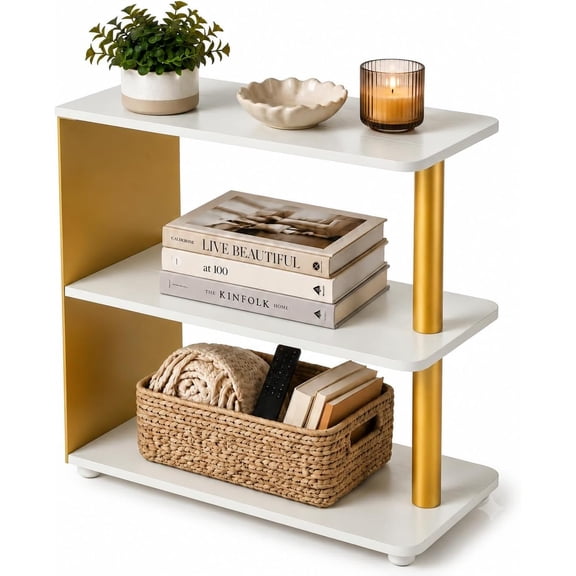 ZEXVIDA 3-Tier Narrow End Table, Industrial Slim Side Table for Small Spaces, Sofa Couch Table Accent Nightstand with Storage Shelves for Living Room, Bedroom