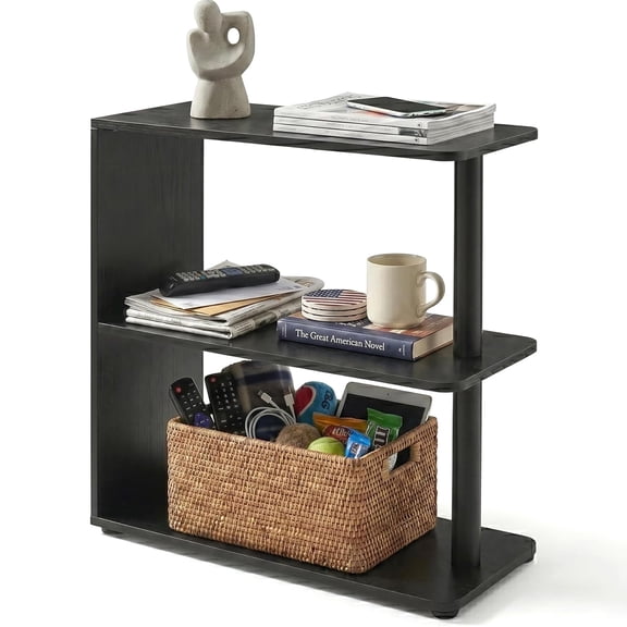 ZEXVIDA 3-Tier Narrow End Table, Industrial Slim Side Table for Small Spaces, Sofa Couch Table Accent Nightstand with Storage Shelves for Living Room, Bedroom