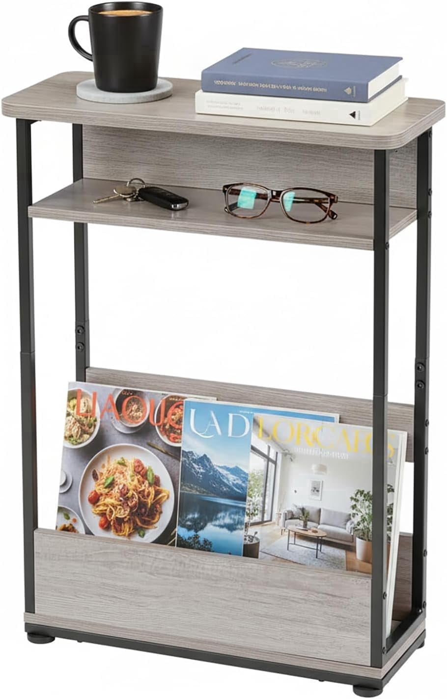 ZEXVIDA Indoor Modern Storage MDF Rectangular End Table, Oak