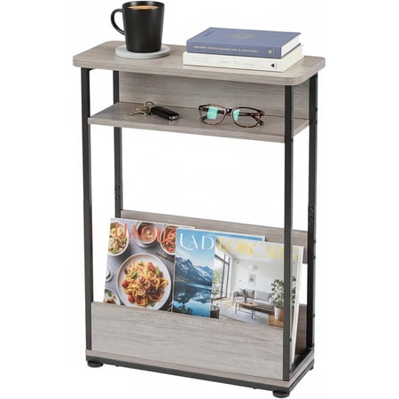 ZEXVIDA Indoor Modern Storage MDF Rectangular End Table, Oak