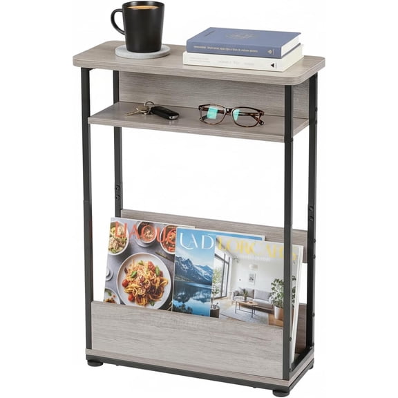 ZEXVIDA Indoor Modern Storage MDF Rectangular End Table, Oak