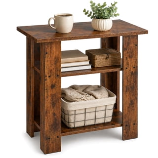 ZEXVIDA Narrow Side Table, 3 Tier Rustic End Table for Living Room, Small Wood Nightstand with Storage Shelves, Slim Bedside Table for Bedroom, Couch, Small Spaces, 22.8" High,Farmhouse Style