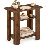 ZEXVIDA Narrow Side Table, 3 Tier Rustic End Table for Living Room, Small Wood Nightstand with Storage Shelves, Slim Bedside Table for Bedroom, Couch, Small Spaces, 22.8" High,Farmhouse Style