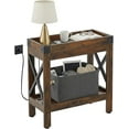 thumbnail image 1 of ZEXVIDA Narrow Side Table, End Table,Sofa Side Table, End Table Nightstand for Bedroom, Living Room, Small Spaces with 2 USB and 2 Power Outlets(with Outlets, Rustic Brown), 1 of 7