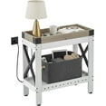 thumbnail image 1 of ZEXVIDA Narrow Side Table, End Table,Sofa Side Table, End Table Nightstand for Bedroom, Living Room, Small Spaces with 2 USB and 2 Power Outlets(with Outlets, White), 1 of 9