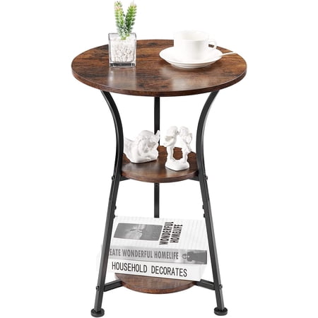 ZEXVIDA Small Round End Table for Narrow and Small Space, 3-Tier Round Accent Couch Beside Table, Modern Side Table Corner Sofa Table Nightstand for Living Room Bedroom