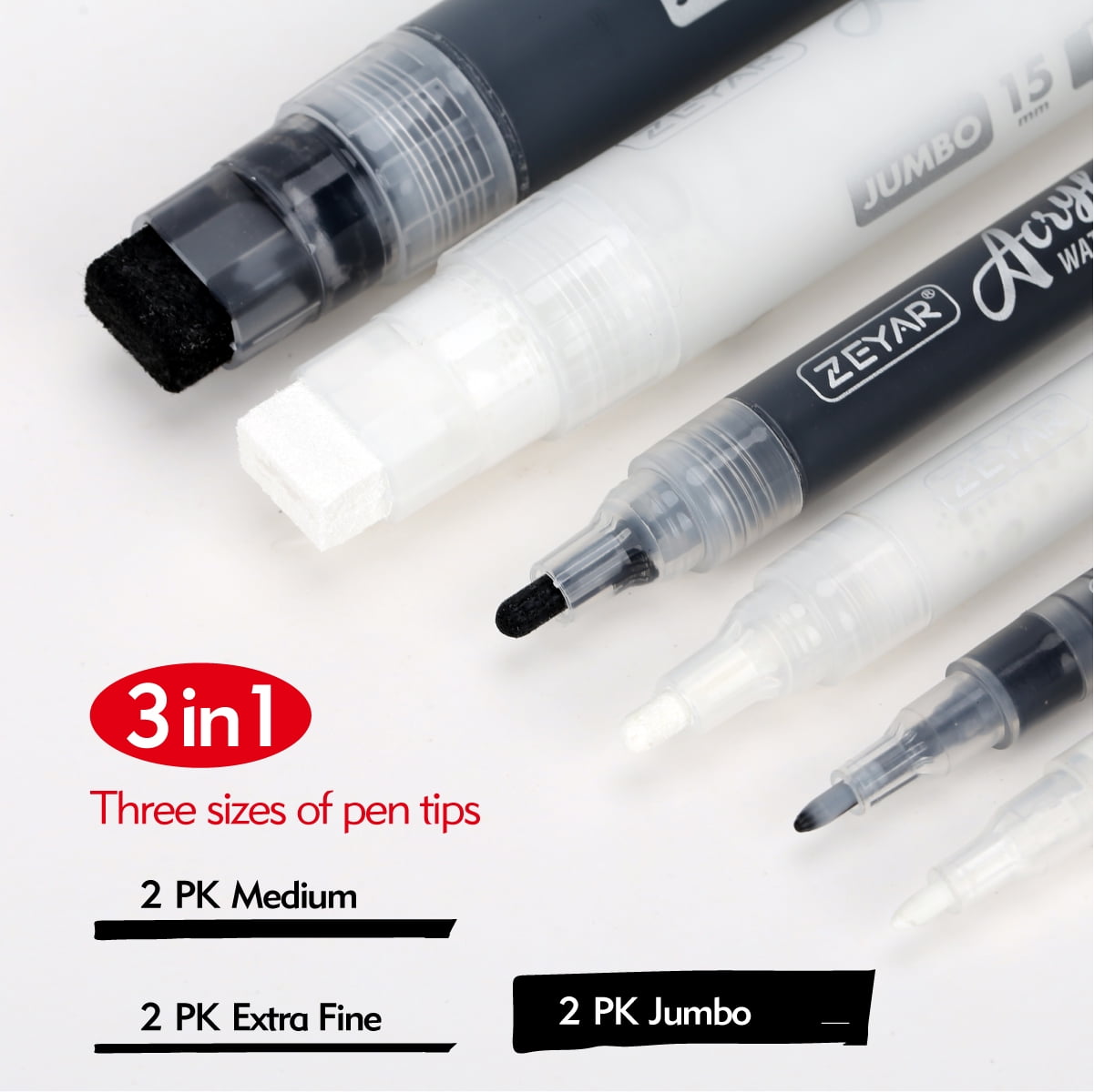 1/2/3pcs Acrylic White Permanent Paint Pen for Wood Rock Plastic