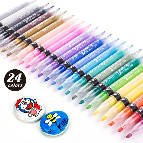 ZEYAR Acrylic Paint Pens, Extra Fine, Permanent & Waterproof Ink, AP Certified, Great For Rock, Wood, Glass, Metal, Ceramic and More (24 Colors)