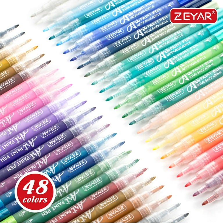 ZEYAR Acrylic Paint Pens, Extra Fine, 24 Colors, Permanent & Waterproof Ink, AP Certified, Works on Rock, Wood, Glass, Metal, Ceramic and Non Porous