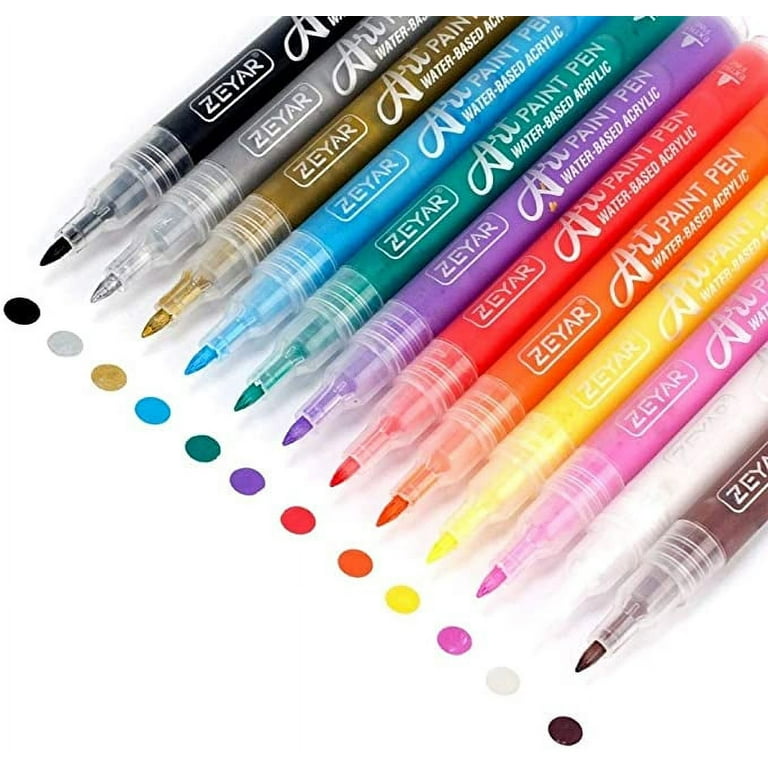 Acrylic Paint Pens For Rock Painting, 12 Colors Waterproof Acrylic