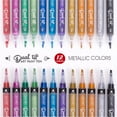 thumbnail image 1 of ZEYAR Dual Tip Acrylic Paint Pen Metallic Colors, Board and Extra Fine Tips, Patented Product, AP Certified, Waterproof Ink, Works on Rock, Wood, Glass, Metal, Ceramic and More (12 Metallic Colors), 1 of 7