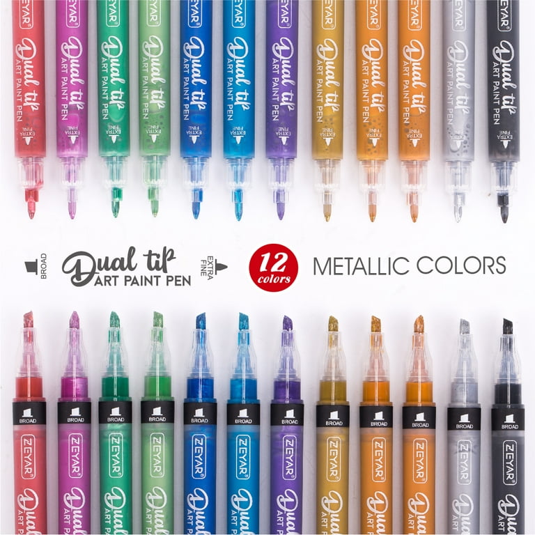 ACRYLIC PAINT MARKER Pens Set of 12, Premium Dual Tips Acrylic