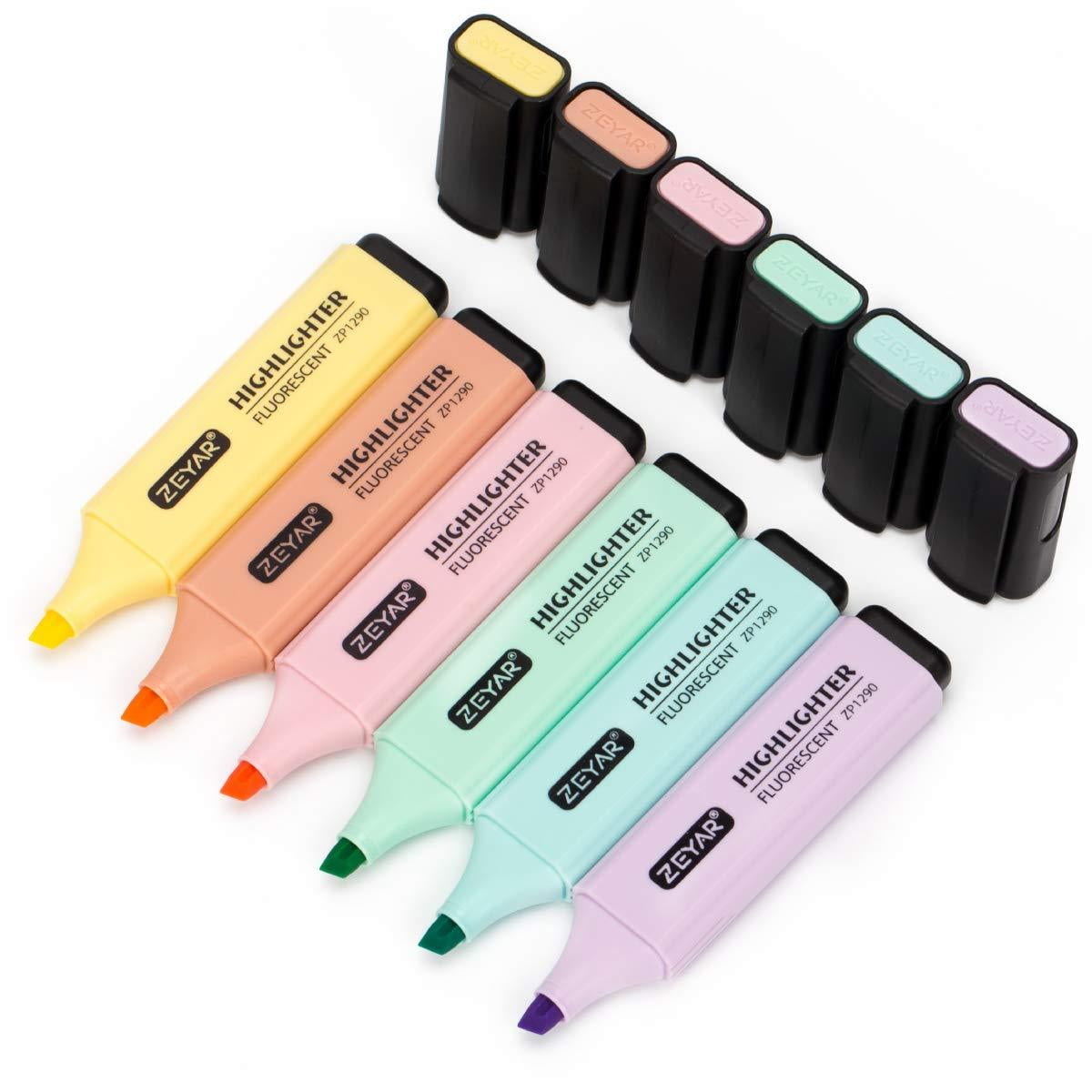ZEYAR Highlighter, Pastel Colors Chisel Tip Marker Pen, Assorted Colors ...