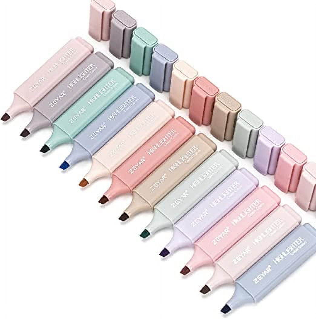 Tomorotec Dual Tips Bible Highlighter Marker Pens No Bleed, 12 Colors  Water-Based Pastel Ink 4mm Chisel and 1mm Fine Tips Square Body Quick-Dry  No