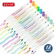 ZEYAR Highlighters, Dual Tips Marker Pen, Chisel and Fine Tips, 12 colors, Water Based, Assorted Colors, Quick Dry (12 colors)