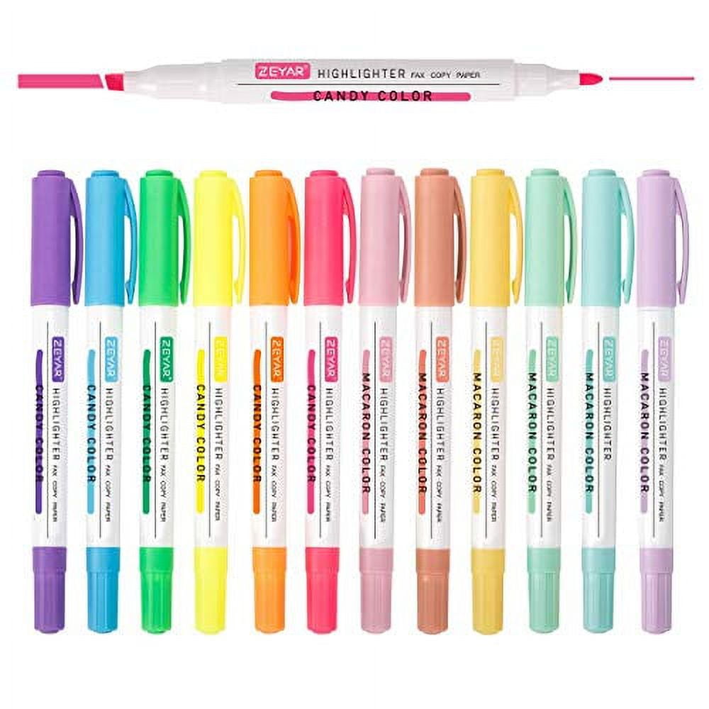 ZEYAR Highlighters, Dual Tips Marker Pen, Chisel and Fine Tips, 12
