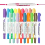 ZEYAR Highlighters, Dual Tips Marker Pen, Chisel and Fine Tips, Flexible Tip and Soft Touch, Water Based, Assorted Colors, Quick Dry (18 Colors)