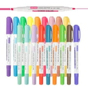 ZEYAR Highlighters, Dual Tips Marker Pen, Chisel and Fine Tips, Flexible Tip and Soft Touch, Water Based, Assorted Colors, Quick Dry 18 Colors
