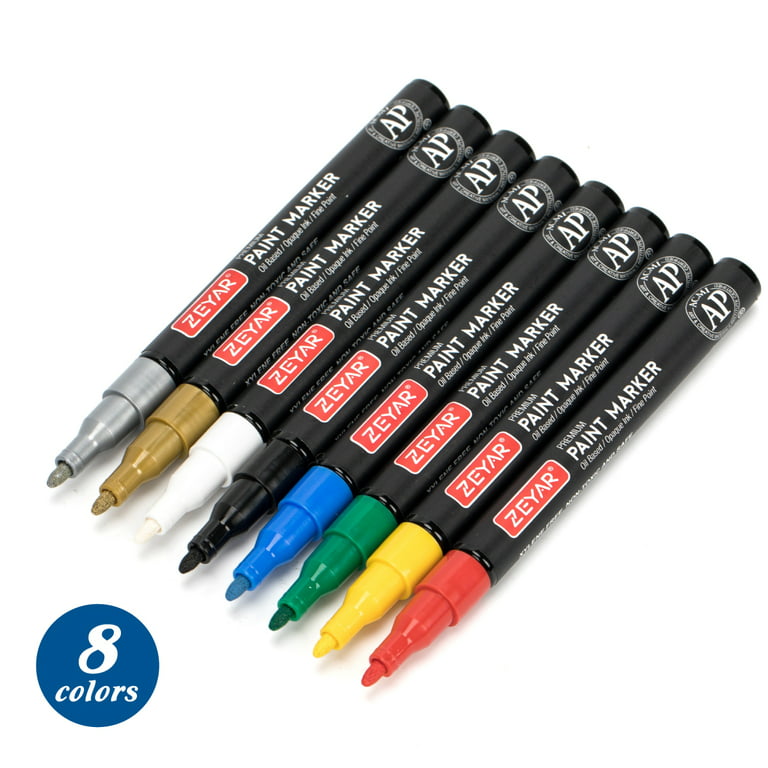 8 Colors Paint Pens Paint Markers - Permanent Oil Based Paint Markers for  Metal Wood Paint Pens for Fabric Paint Ceramic Plastic Canvas Rock Painting  Glass Tire Waterproof Craft Supplies for Adults