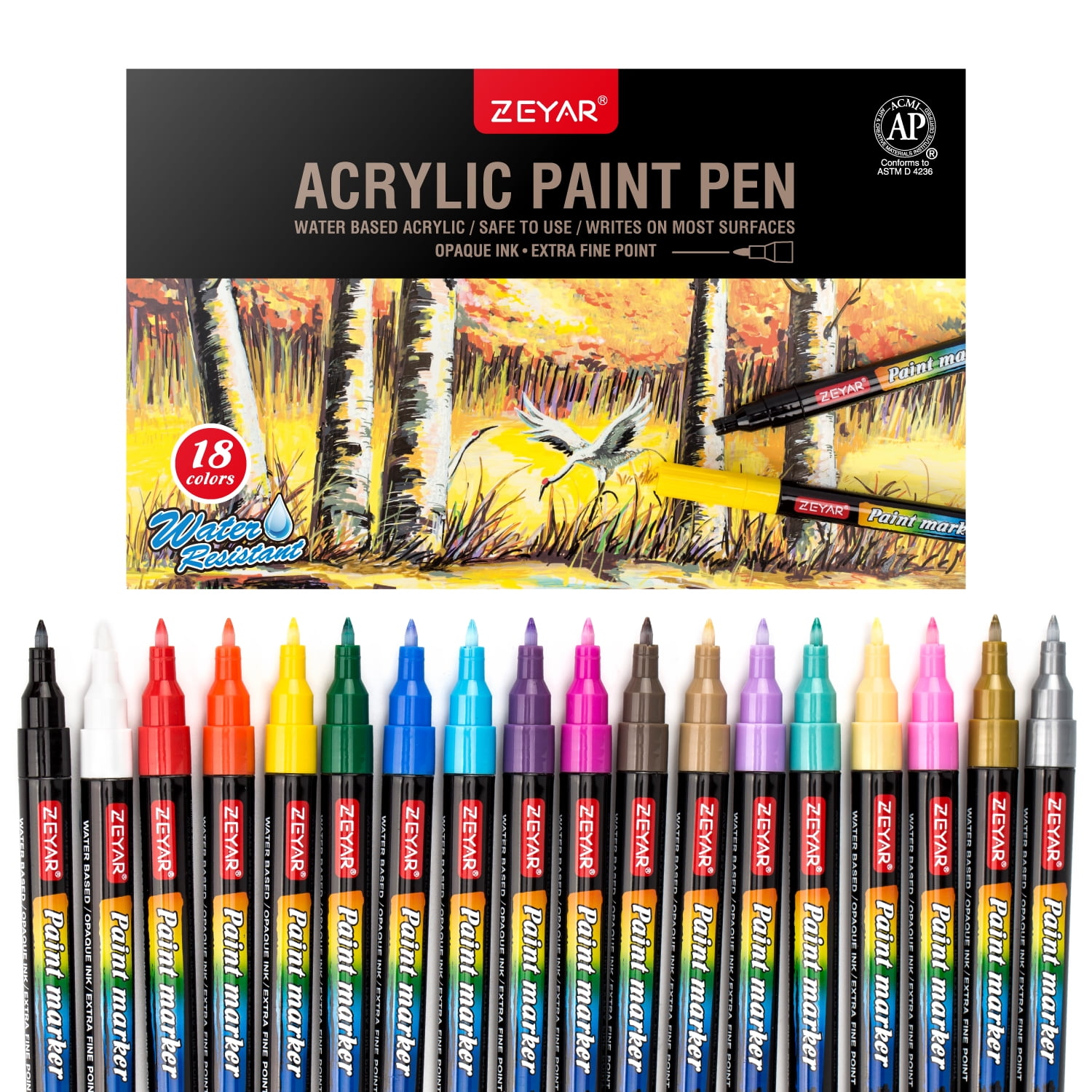 Tooli-Art Acrylic Paint Pens 22 Set Pro Color Series Red & Pink Extra Fine
