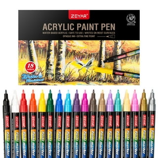 ZEYAR Acrylic Paint Pens, Water based Extra Fine Point, 32 vibrant colors,  Opaque Ink, AP Certified, Paint Marker for Glass, Rock, Paper, Ceramic