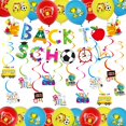 thumbnail image 1 of ZEYGC Back To School Decorations with Banner, Paper Spiral Hanging Cards and Latex Balloons, Kindergarten Daycare Party Supply, 31pcs, 1 of 7
