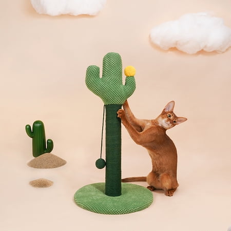 ZEZE_ Desert Cactus Tree Woven Rope Cat Scratcher(Scratching Post/Cat Toy/Cat Furniture/Cat Supplies/Cat Exercise/Sisal Rope/Cat Climbing Tree/Cat Tower)