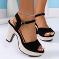 thumbnail image 1 of ZEZKT Girls High Heels Sandal for Women Open Toe Ankle Buckle Strap Dress Shoes for Women Wedding Party Block Chunky Pump Sandals Black 8.5, 1 of 7