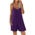 thumbnail image 1 of ZEZKT Women's Shorts Jumpsuit Clearance Casual Jumpsuit Summer Sleeveless Jumpsuit Loose Shorts Jumpsuit Belt Pocket, 1 of 7
