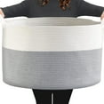 thumbnail image 1 of ZFITEI Extra Large Blanket Basket (21.6"x13.7") Woven Rope Baskets Laundry Basket Blanket for Living Room, Laundry, Nursery, Baby Toy, Light Grey, 1 of 7