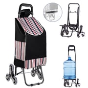 ZFITEI Heavy Duty Folding Shopping Cart with Stainless Steel Wheel, Black