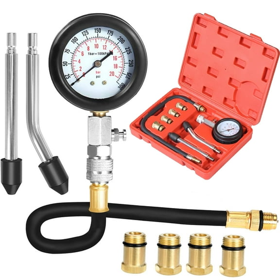 ZFITEI Strong and Durable Compression Tester Cylinder Pressure Gauge Kit, Red