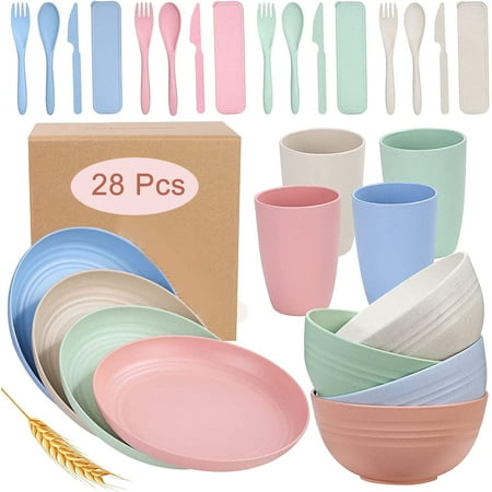 ZFITEI Wheat Straw Dinnerware Set for 4, 28 Piece