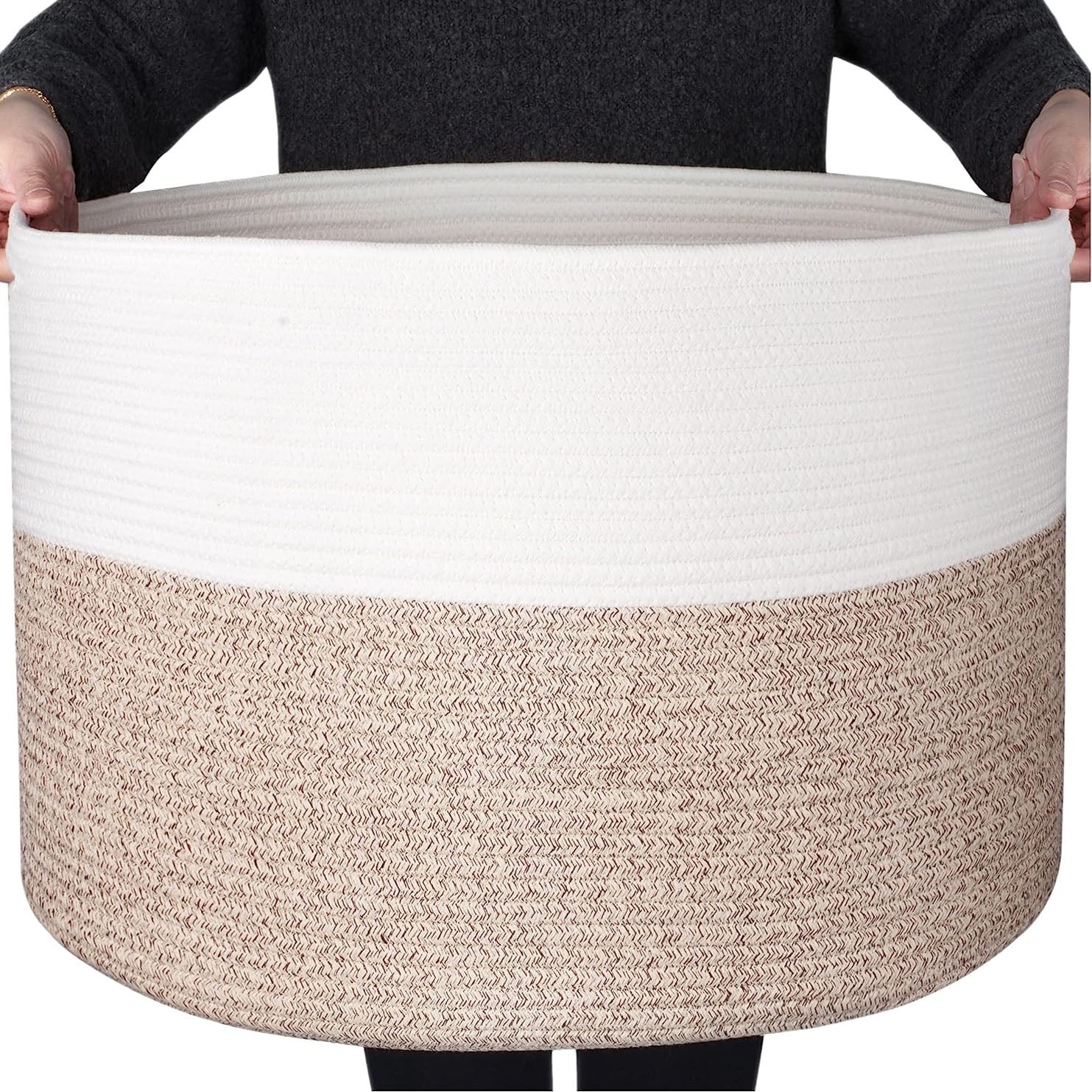 ZFITEI Woven Rope Cotton Storage Baskets, Handles