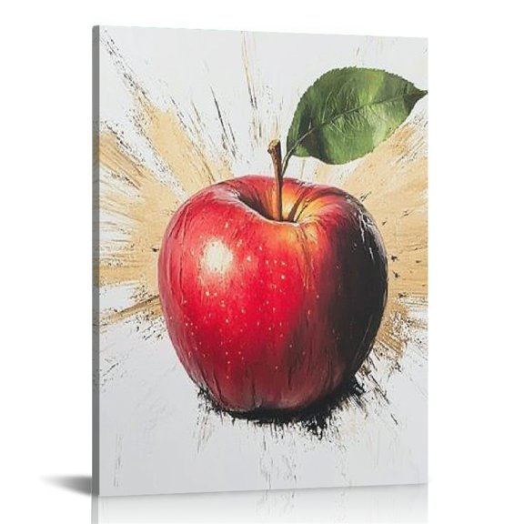 ZFLMY Apple Leaf Print On Canvas Wall Decor For Home Living Room Bedroom Office, Unique Artwork for Bathroom Kitchen Corridor Hotel Salon, Housewarming Gift 16x20in