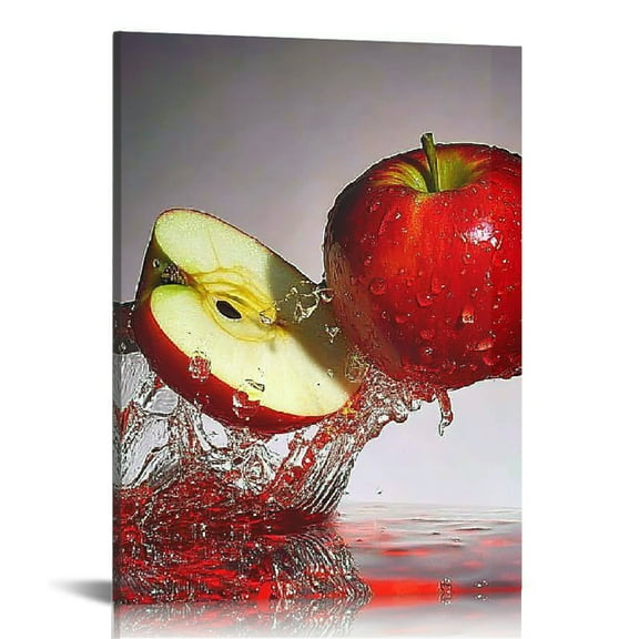 ZFLMY Apple Ready to Hang Canvas Prints Wall Art Decor for Home Living Room Bedroom Office, Elegant Kitchen Wall Pictures, Ideal Home Decor Gift 12x16in