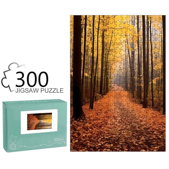 ZFLMY Autumn Forest Path Leaves Jigsaw Puzzle for Adults Challenging Game with Reference Poster,Home Display Piece Gift for Family Indoor Activity