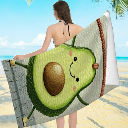 ZFLMY Avocado Beach Towel Ultra-Soft Microfiber for Bathroom, Beach, Yoga, Camping, Hiking Oversize 55.1x27.6 55.1x27.6in