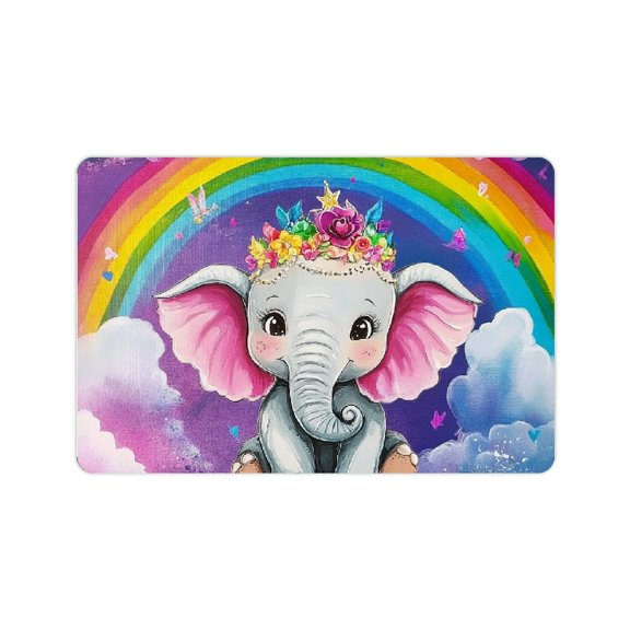 ZFLMY Baby Elephant Crown Rainbow Diatom Mud Mats Non-Slip Home 24x16in