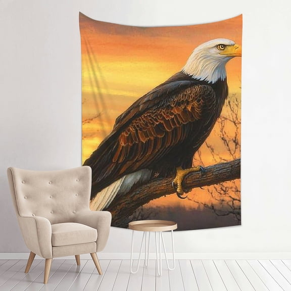 ZFLMY Bald Eagle Sunset Tree Branch Wall Art Tapestry 60x80 Inches 30*40in